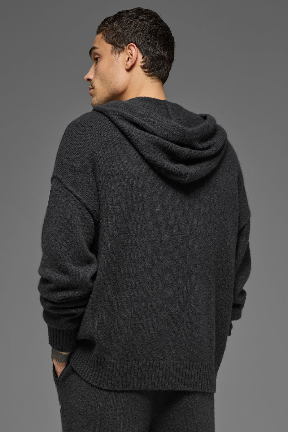 Wool鑱紺ashmere New Class Full Zip Hoodie - Black