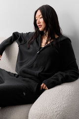 Wool鑱紺ashmere New Class Full Zip Hoodie - Black