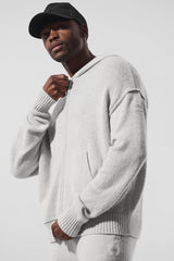 Wool鑱紺ashmere New Class Full Zip Hoodie - Pearl Grey Heather