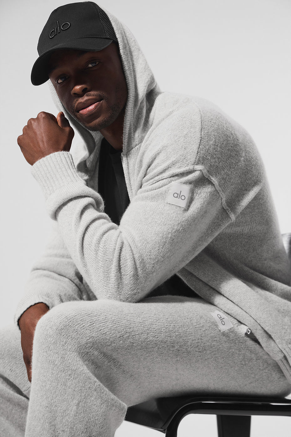 Wool鑱紺ashmere New Class Full Zip Hoodie - Pearl Grey Heather