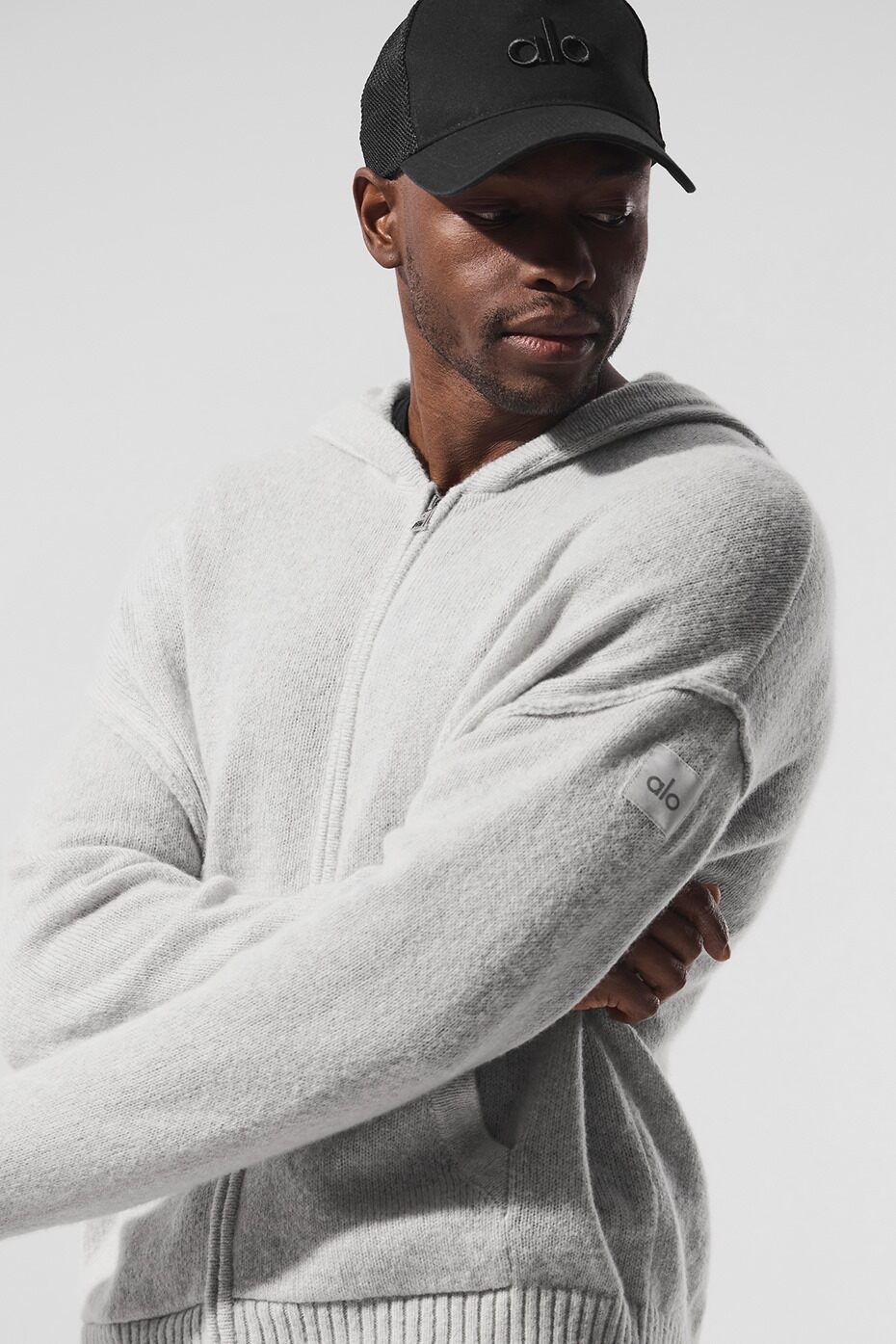 Wool鑱紺ashmere New Class Full Zip Hoodie - Pearl Grey Heather