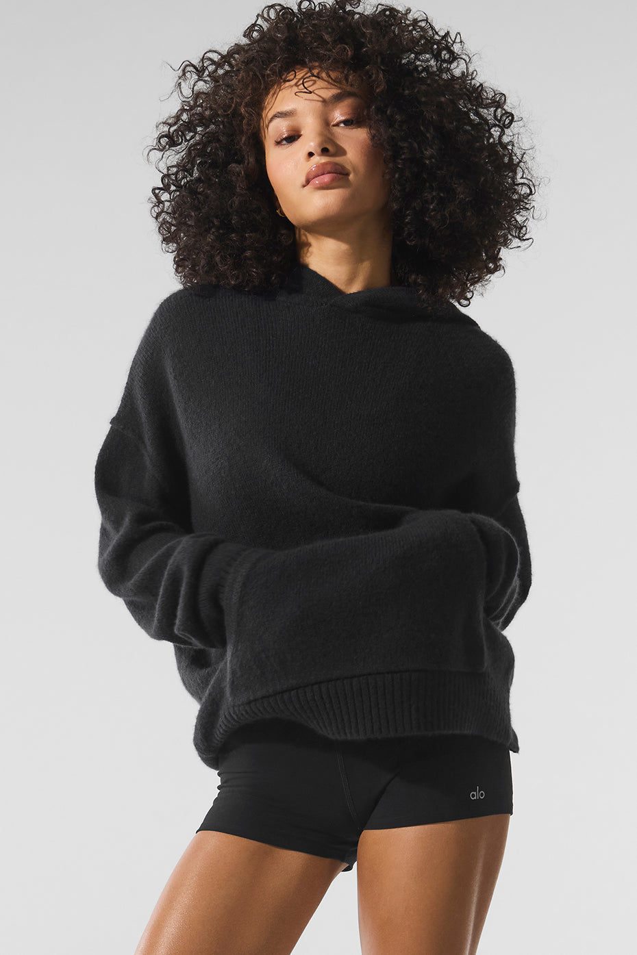 Wool鑱紺ashmere New Class Hoodie - Black