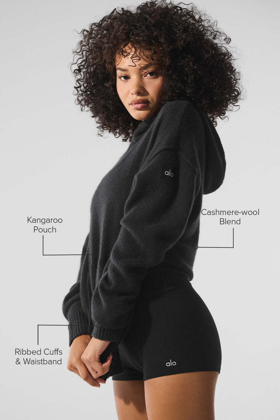 Wool鑱紺ashmere New Class Hoodie - Black
