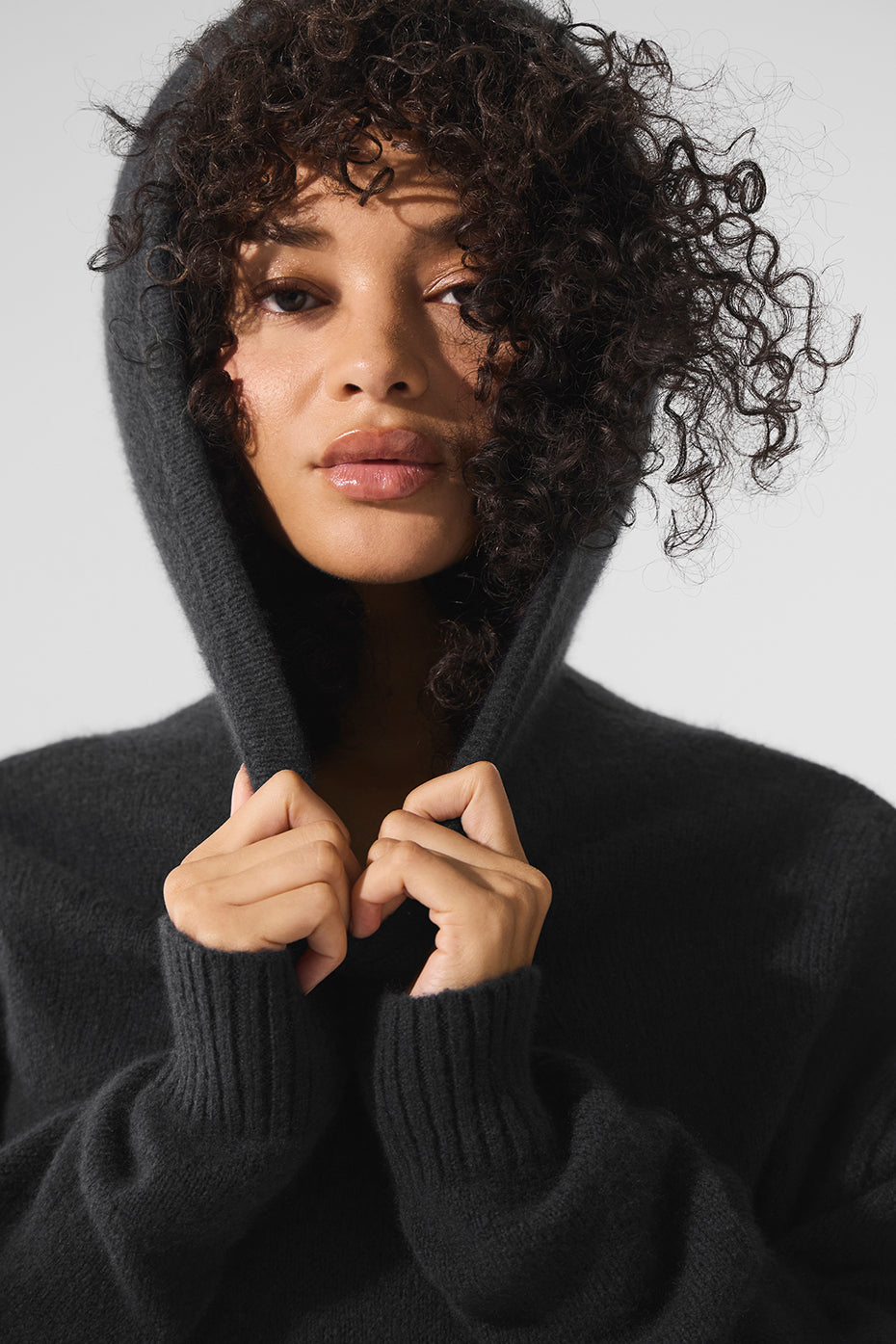Wool鑱紺ashmere New Class Hoodie - Black