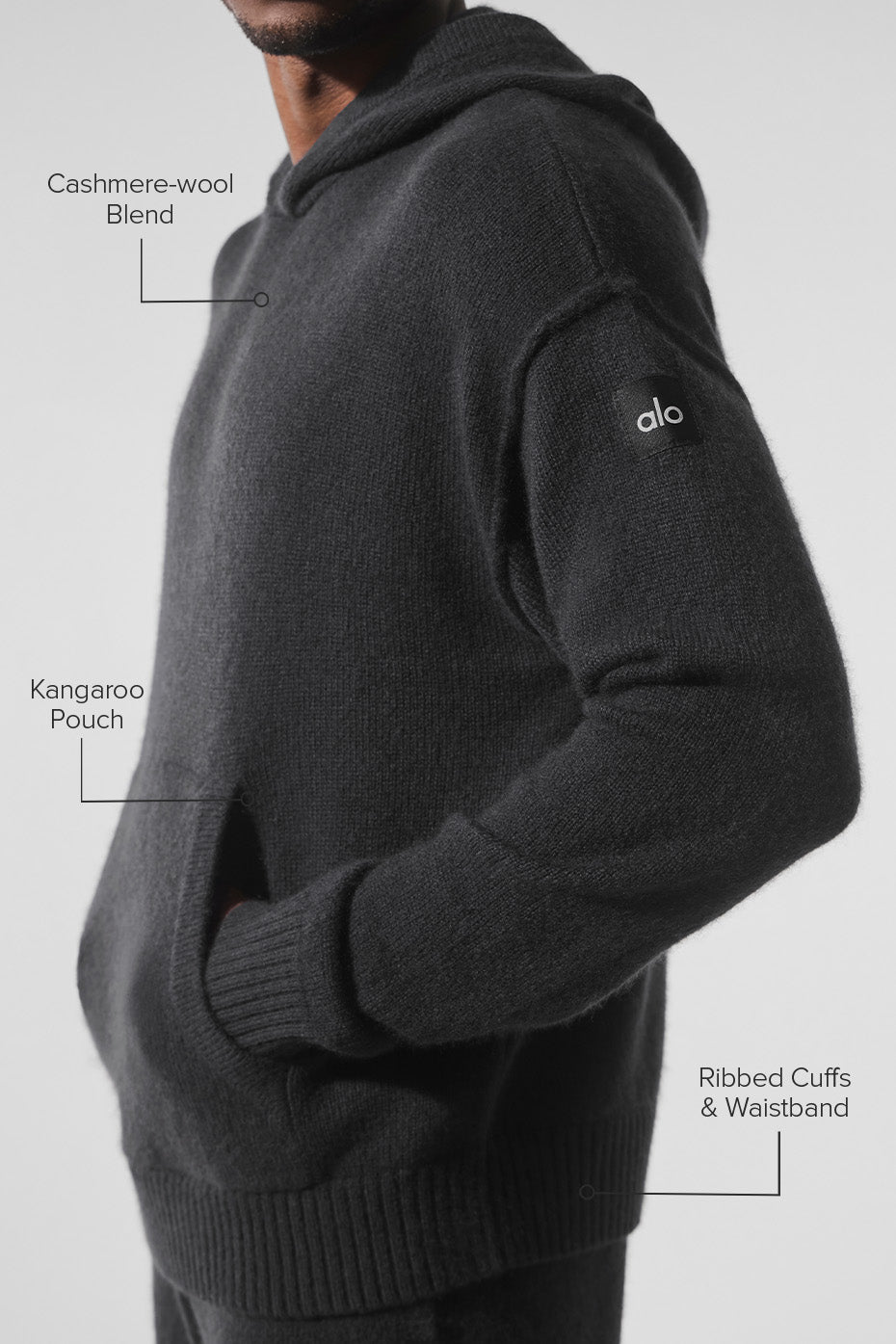 Wool鑱紺ashmere New Class Hoodie - Black
