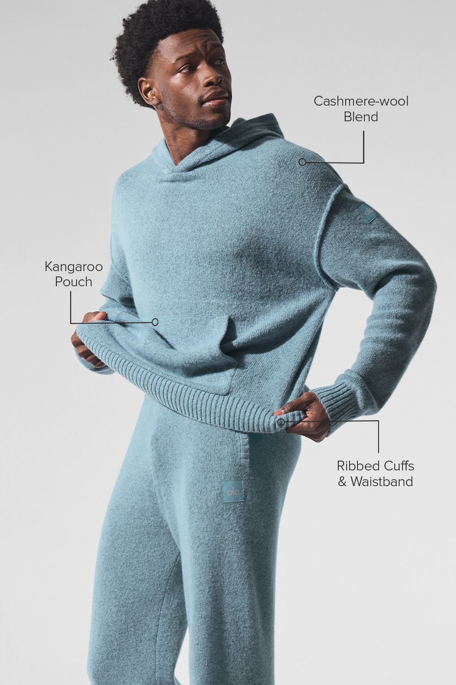 Wool鑱紺ashmere New Class Hoodie - Celestial Blue Granite Heather
