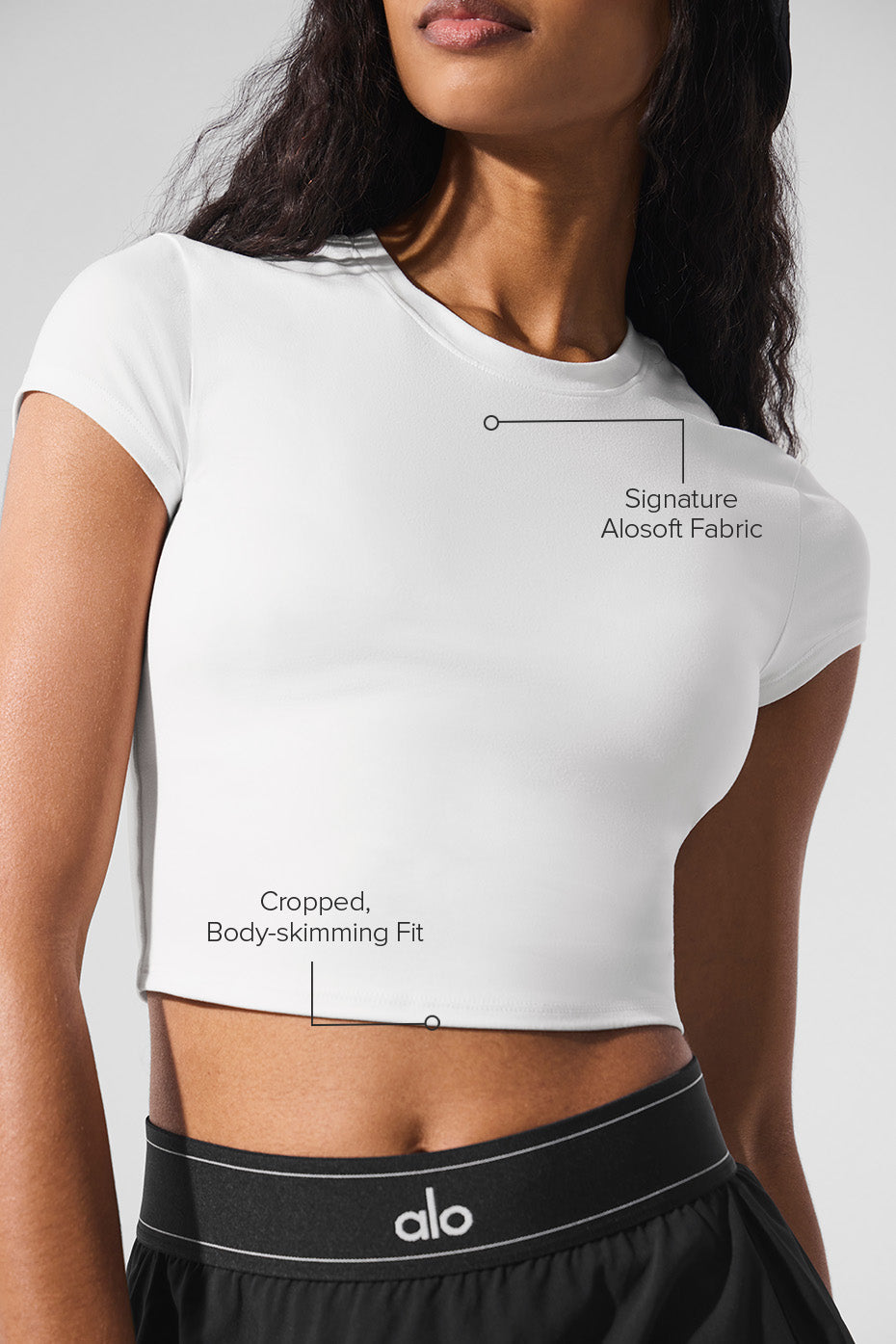 Alosoft Crop Finesse Short Sleeve - White