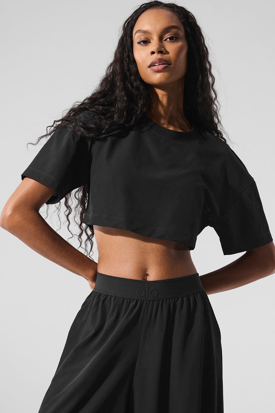 Mesh Cropped Mirage Tee - Black