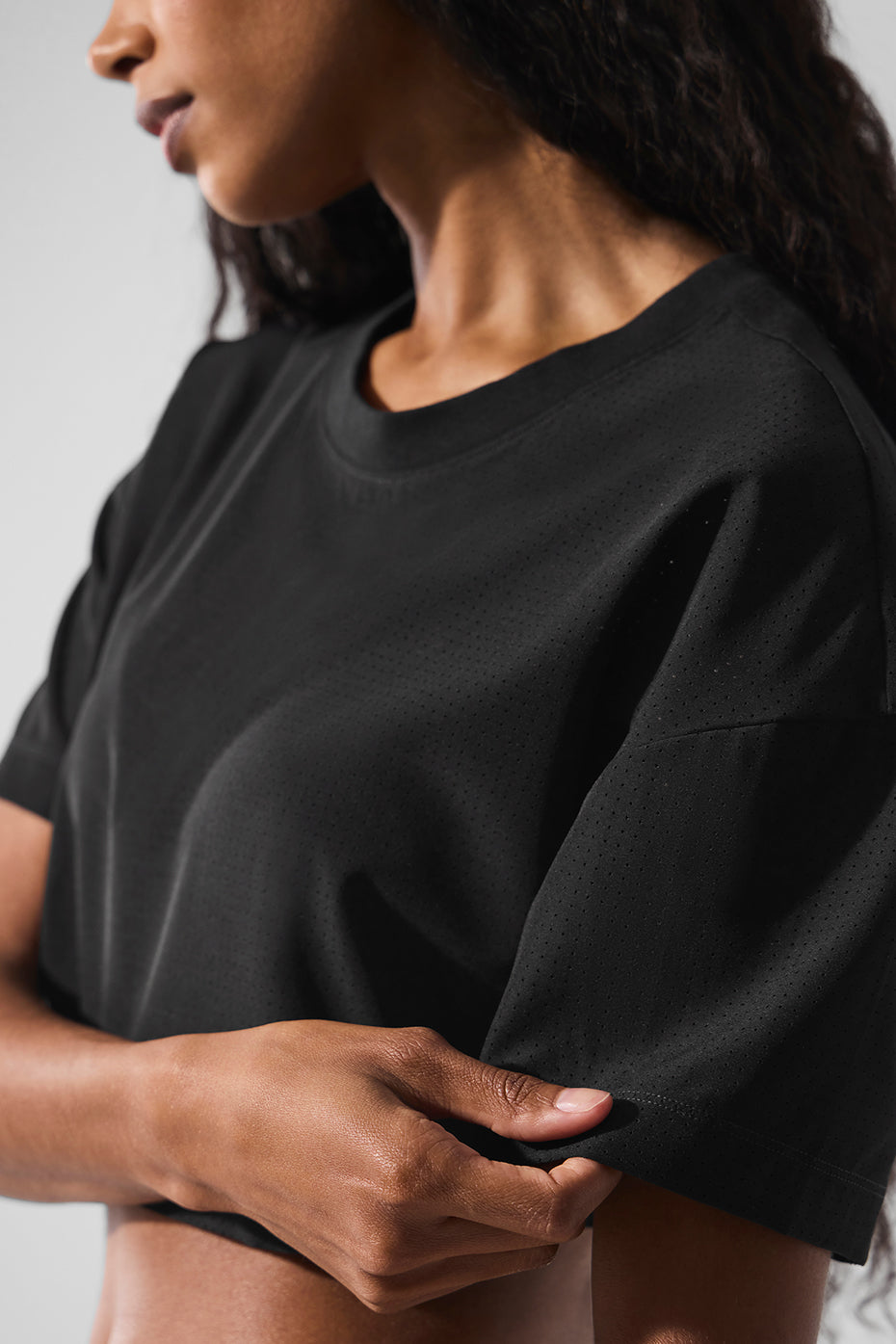 Mesh Cropped Mirage Tee - Black