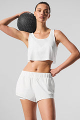 Cropped Sport Star Tank - White