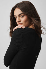 Sweater Knit Unwind Long Sleeve - Black