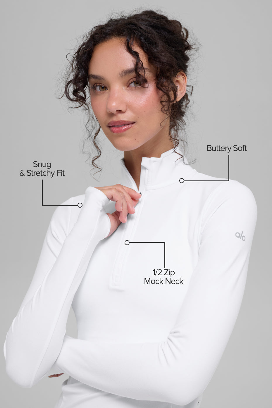 Alosoft 1/2 Zip Rapid Pullover - White