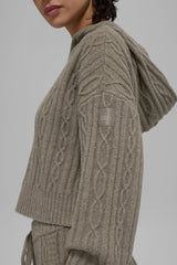 Cable Knit Winter Bliss Hoodie - Light Cocoa
