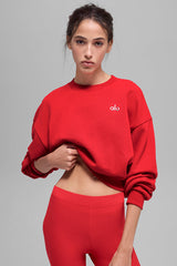 Cropped Accolade Crewneck - Bright Red
