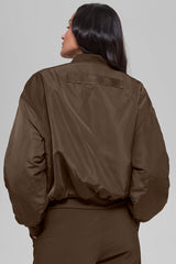Faux Fur Urbanite Bomber - Espresso/Ivory