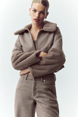 Wool Blend Nightfall Bomber - Alpine Cocoa Heather
