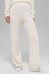 Cashmere High-Waist Plush Waffle Pant - Ivory
