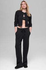 Snuggle Up Sweater High-Waist Wide Leg Pant - Black