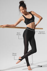 Airlift Mesh High-Waist Darling Stirrup Legging - Black