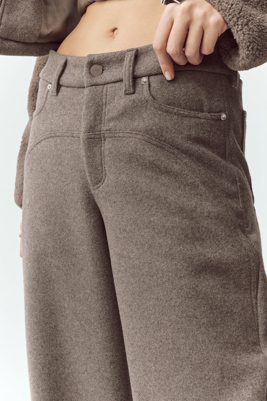 Wool Blend Nightcap Wide Leg Pant - Alpine Cocoa Heather