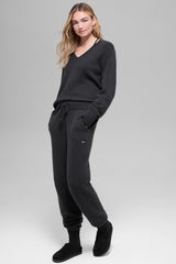 Wool Cashmere High-Waist New Class Jogger - Black