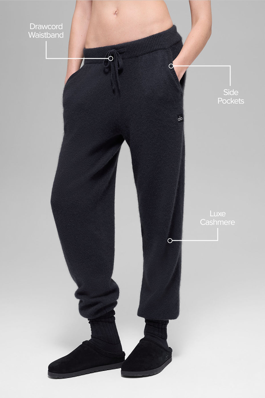 Wool Cashmere High-Waist New Class Jogger - Black