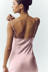 Silk Luminous Slip Dress - Pink Champagne