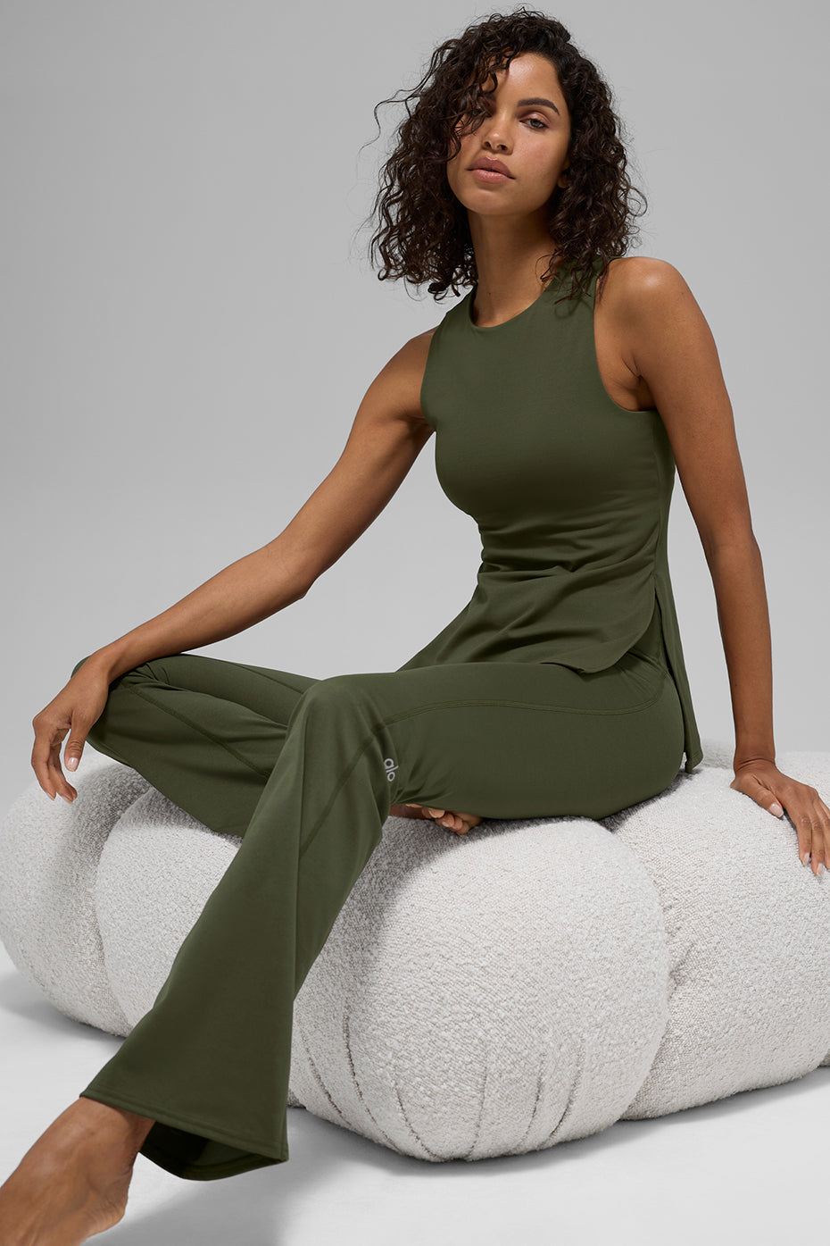 ALO Softsculpt Precision Full Length Bra Tank - Green Olive